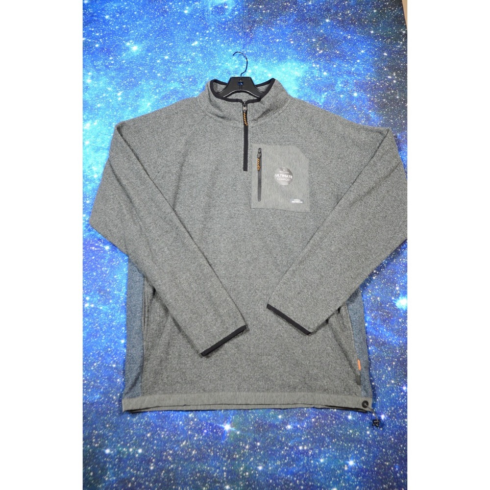 Quiksilver Waterman Sweater Mens 2XL Gray 1/4 Zip Fleece Mock Neck Pullover‎
